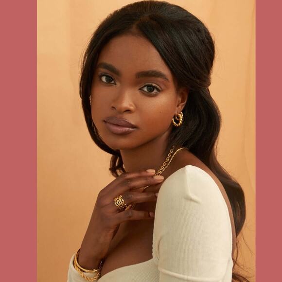 Oma The Label Earrings 18K Gold plated brass The Naija Small Twisted Hoops Macys - Picture 2 of 8